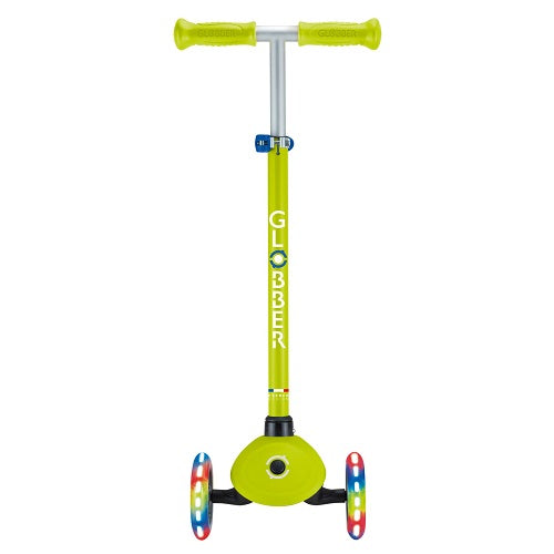 Globber Primo V2 Lights/Griptape 3 Wheel Folding Scooter Lime Green/Navy Blue