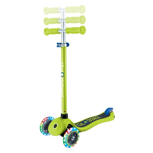 Globber Primo V2 Lights/Griptape 3 Wheel Folding Scooter Lime Green/Navy Blue