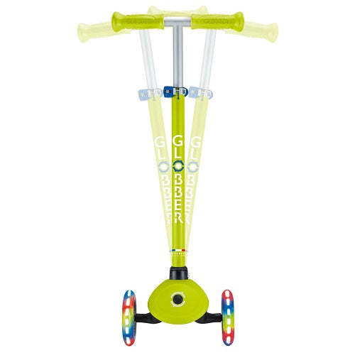 Globber Primo V2 Lights/Griptape 3 Wheel Folding Scooter Lime Green/Navy Blue