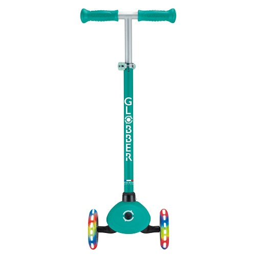 Globber Primo V2 Lights/Griptape 3 Wheel Folding Scooter Emerald Green/Mint