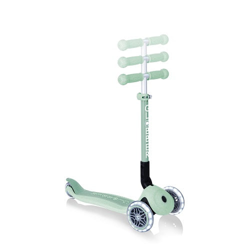 Globber Ecologic Junior Lights 3 Wheel Folding Scooter Pistachio