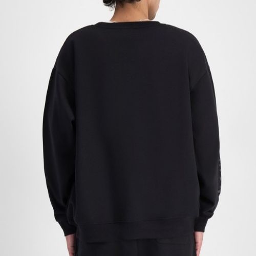 Champion Mens Puff Script Crew Sweat Black