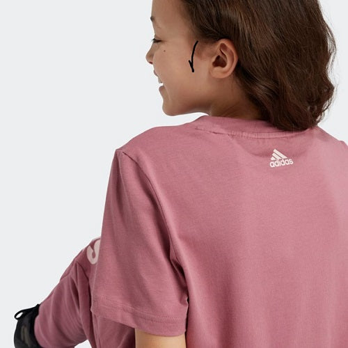 Adidas Kids Linear Logo Tee Preloved Crimson/Sandy Pink
