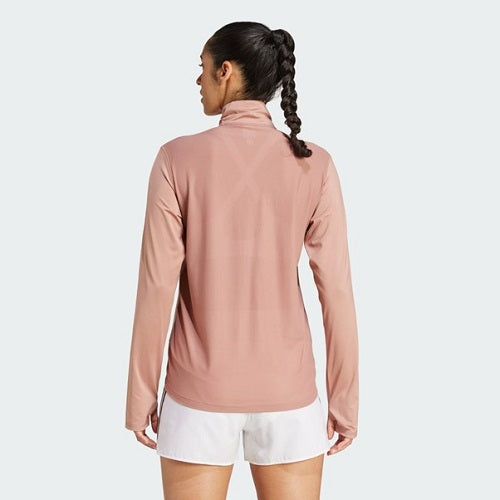 Adidas Womens Own The Run Half Zip Long Sleeved Top Warm Clay