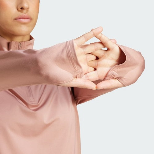 Adidas Womens Own The Run Half Zip Long Sleeved Top Warm Clay