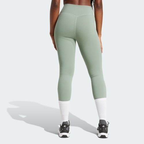 Adidas Womens Optime Rib 7/8 Tight Leggings Silver Green