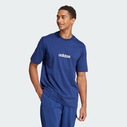 Adidas Mens Linear Single Jersey Tee Dark Blue/White