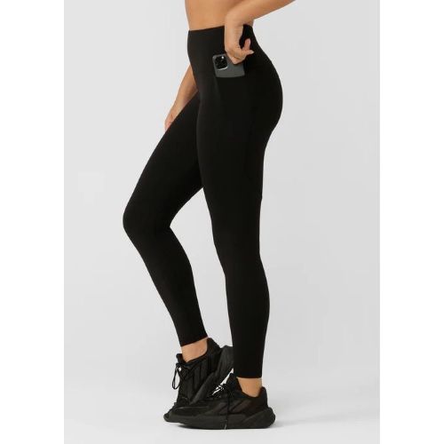 Lorna Jane Womens Amy Phone Pocket Tech Ankle Biter Tight Recycled Black