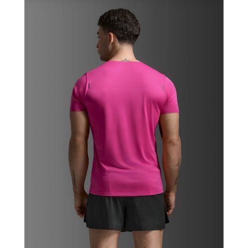 2XU Mens Light Speed Tech Tee Fuchsia/Black Reflective