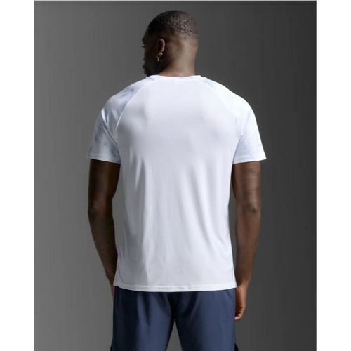 2XU Mens Aero Tee Blue Marble/Black Reflective