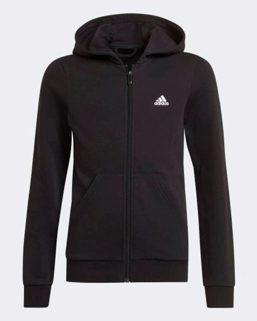Adidas Kids Girls Big Logo Hooded Jacket Black/White