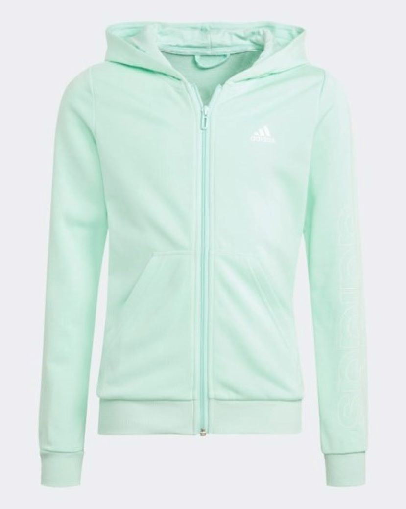 Adidas Kids Slim Fit Linear Hooded Jacket Mint/White