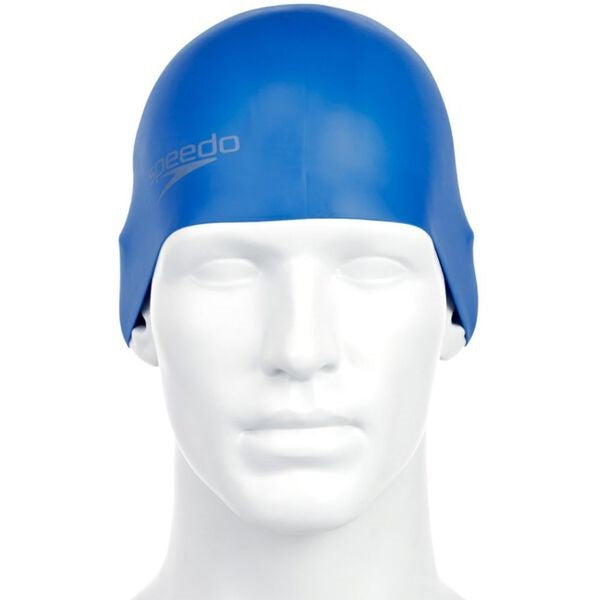 Speedo Adult Plain Moulded Silicone Swim Cap Blue