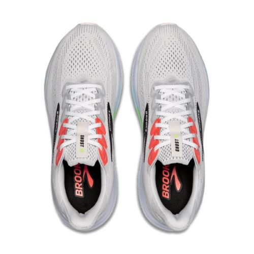 Brooks Mens Ghost 17 White/Pink Clay/Gecko