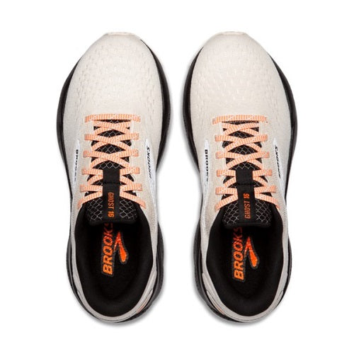 Brooks Womens Ghost 16 Ecru/Orange/Black