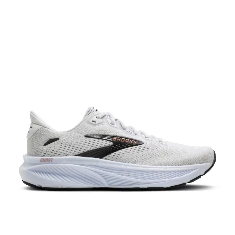 Brooks Womens Ghost 18 White/Black/Rose Gold
