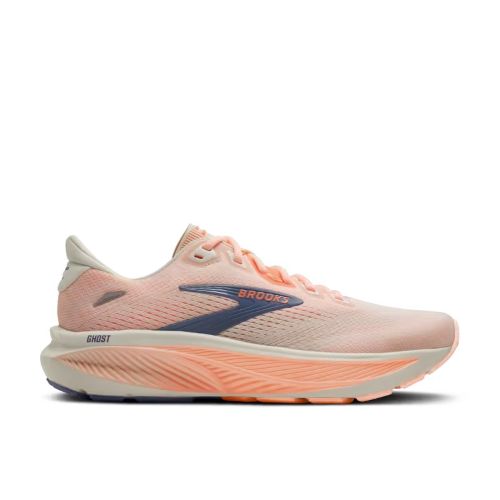 Brooks Womens Ghost 18 Star White/Cyber Peach/Grey