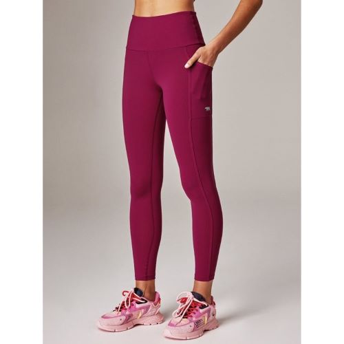 Running Bare Womens Power Moves Pocket Full Length Tight Sherbet Berry