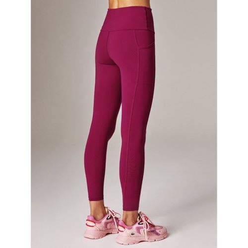 Running Bare Womens Power Moves Pocket Full Length Tight Sherbet Berry