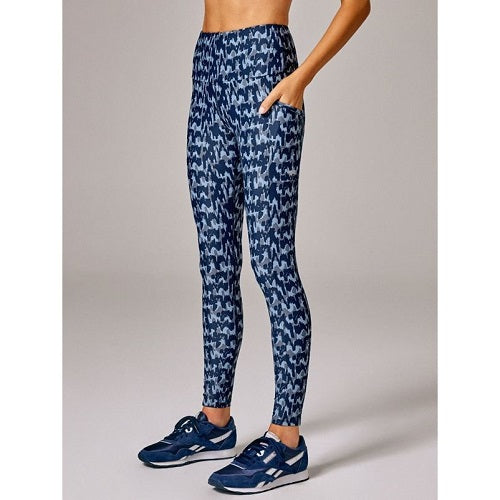 Running Bare Womens Power Moves Pocket Full Length Tight Tal Indigo