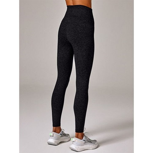 Running Bare Womens Peach Studio Full Length Tights Black Marle