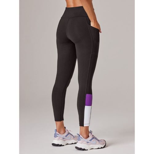 Running Bare Womens Gen 2 Ankle 7/8 Tight Black/Bougvillea