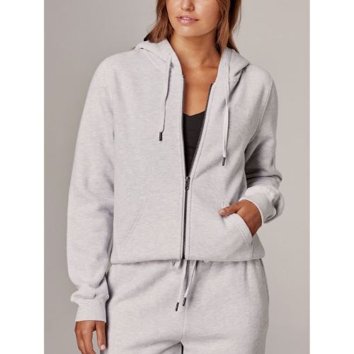 Running Bare Womens Team Zip Hoodie Jacket Snow Marle