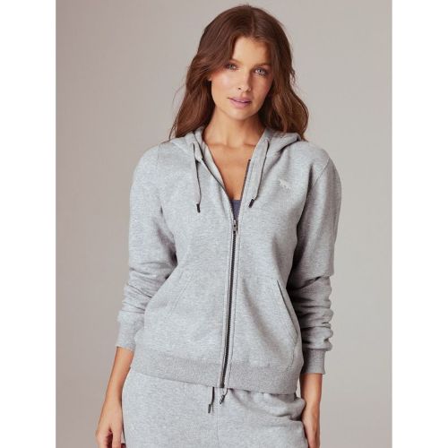 Running Bare Womens Team Zip Hoodie Jacket Silver Marle