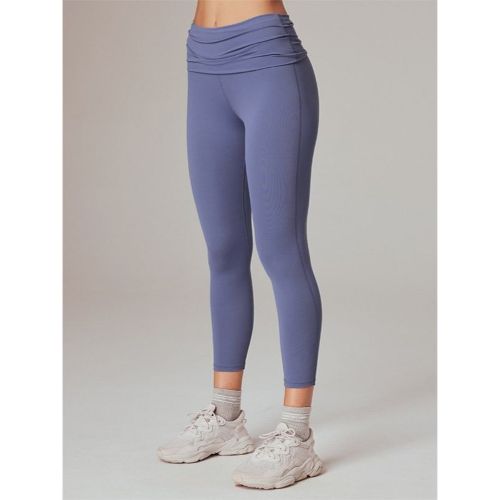 Running Bare Womens Foldover 7/8 Yoga Tight Stardust