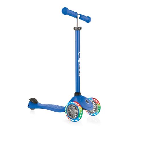 Globber Primo Lights 3 Wheel Folding Scooter Navy Blue