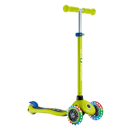 Globber Primo V2 Lights/Griptape 3 Wheel Folding Scooter Lime Green/Navy Blue