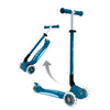 Globber Elite Primo Fold Plus Lights 3 Wheel Scooter Petrol Blue/Light Blue