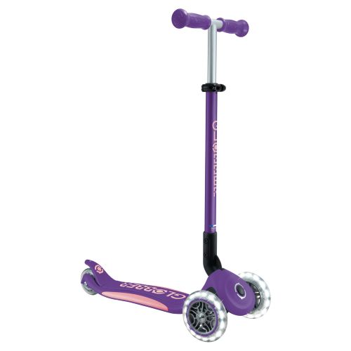 Globber Elite Primo Fold Plus Lights 3 Wheel Scooter Purple/Pastel Pink