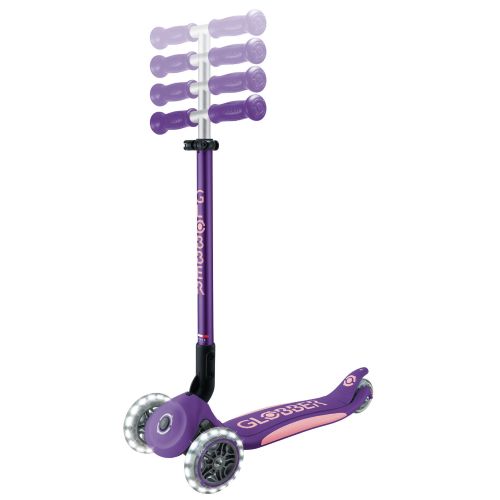 Globber Elite Primo Fold Plus Lights 3 Wheel Scooter Purple/Pastel Pink