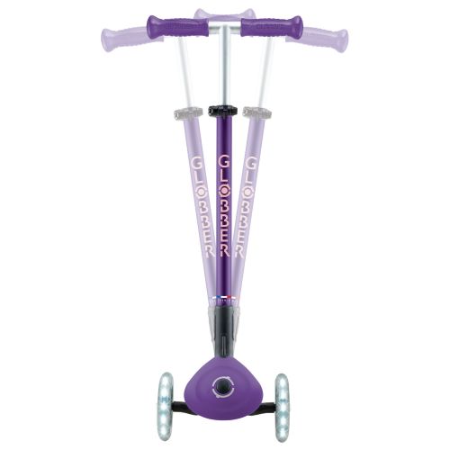 Globber Elite Primo Fold Plus Lights 3 Wheel Scooter Purple/Pastel Pink