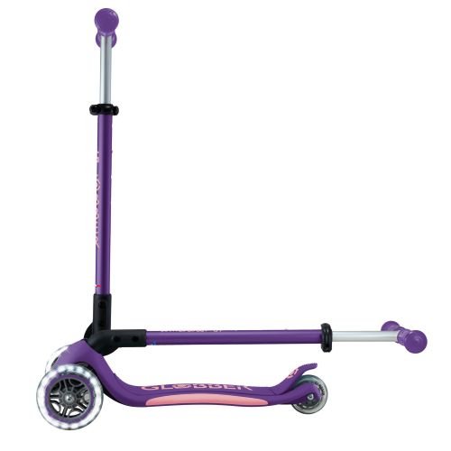 Globber Elite Primo Fold Plus Lights 3 Wheel Scooter Purple/Pastel Pink