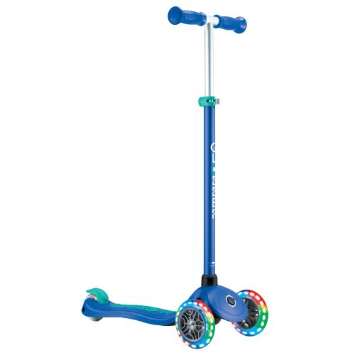 Globber Primo Plus Lights 3 Wheel Scooter Navy/Emerald Blue