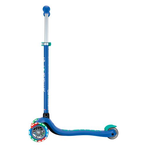 Globber Primo Plus Lights 3 Wheel Scooter Navy/Emerald Blue