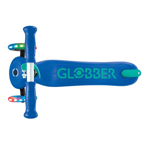 Globber Primo Plus Lights 3 Wheel Scooter Navy/Emerald Blue