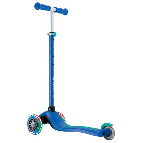 Globber Primo Plus Lights 3 Wheel Scooter Navy/Emerald Blue