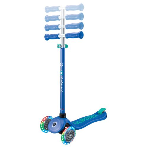 Globber Primo Plus Lights 3 Wheel Scooter Navy/Emerald Blue