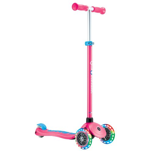 Globber Primo Plus Lights 3 Wheel Scooter Fuchsia Pink/Sky Blue