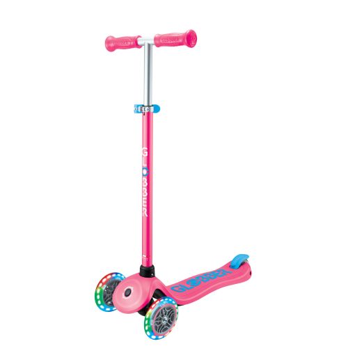 Globber Primo Plus Lights 3 Wheel Scooter Fuchsia Pink/Sky Blue