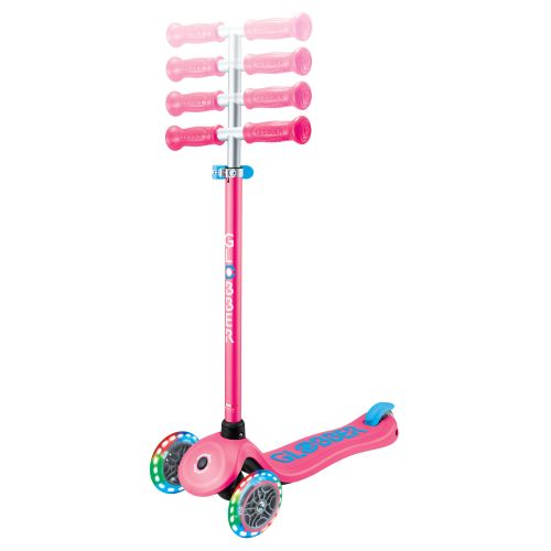 Globber Primo Plus Lights 3 Wheel Scooter Fuchsia Pink/Sky Blue