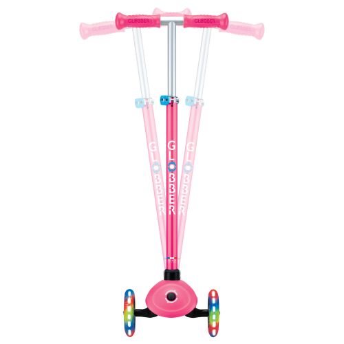 Globber Primo Plus Lights 3 Wheel Scooter Fuchsia Pink/Sky Blue