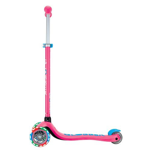 Globber Primo Plus Lights 3 Wheel Scooter Fuchsia Pink/Sky Blue