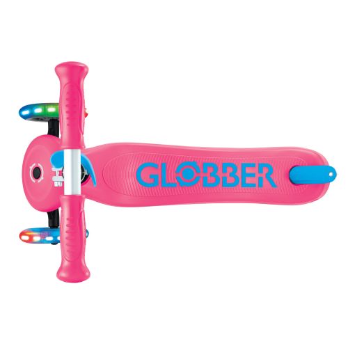 Globber Primo Plus Lights 3 Wheel Scooter Fuchsia Pink/Sky Blue