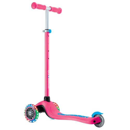 Globber Primo Plus Lights 3 Wheel Scooter Fuchsia Pink/Sky Blue