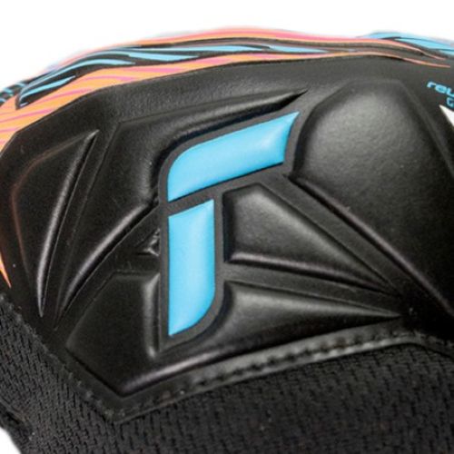 Reusch Attrakt Grip Senior Goalie Glove Black/Aqua Blue/Shocking Orange