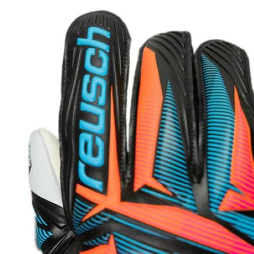 Reusch Attrakt Grip Senior Goalie Glove Black/Aqua Blue/Shocking Orange